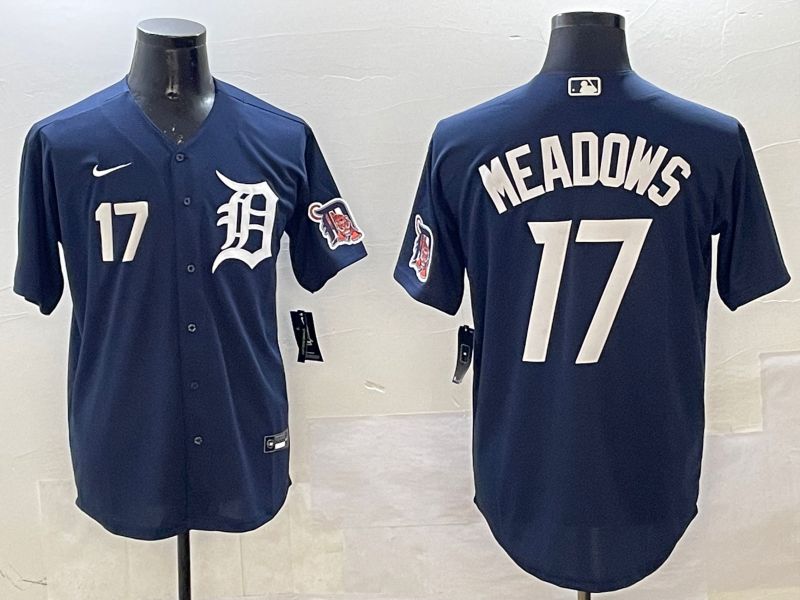 Men Detroit Tigers #17 Meadows Drak Blue Game 2025 Nike MLB Jersey style 3->detroit tigers->MLB Jersey